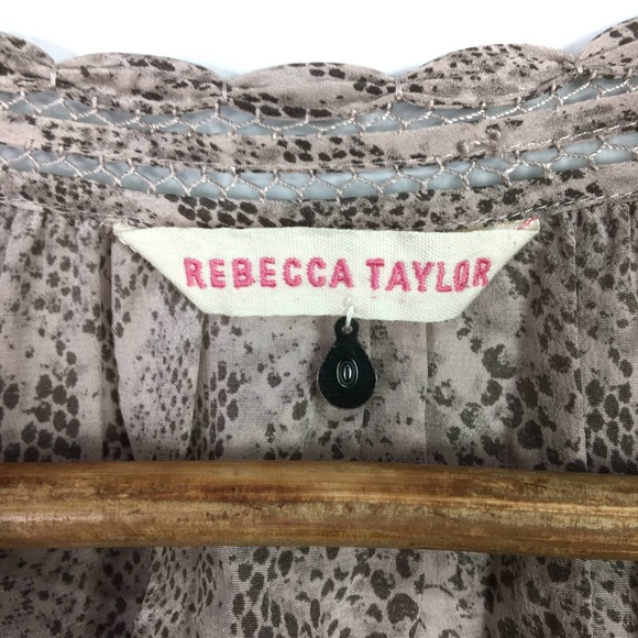 Rebecca Taylor beige tan pullover blouse snakeskin 100% Silk Size 0 or XS - Picture 4 of 9